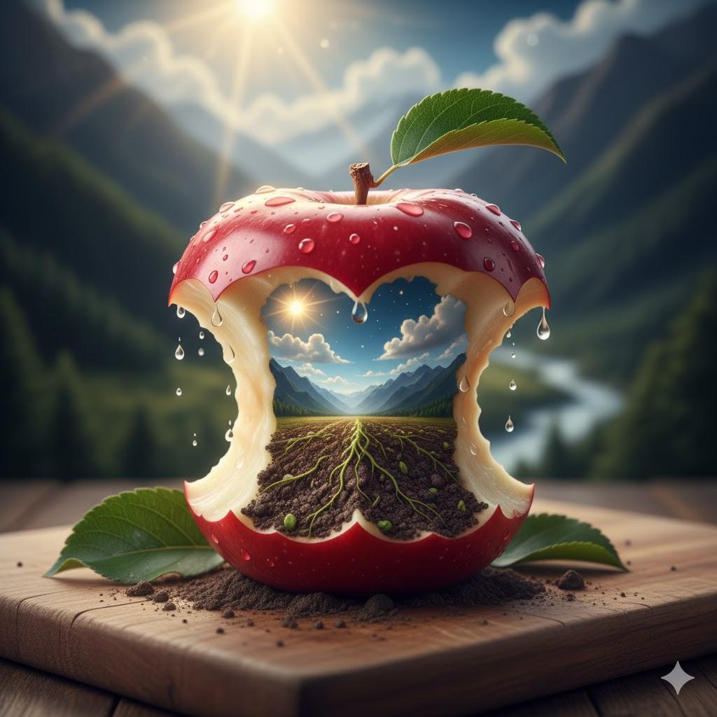 Non si morde solo una mela, si morde un pezzo di terra, di cielo e di vita.