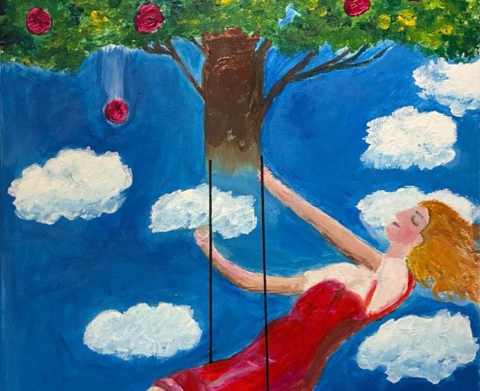 Un bel sogno: in altalena nel meleto